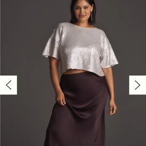 Anthropologie Sequin Crop Tee Top